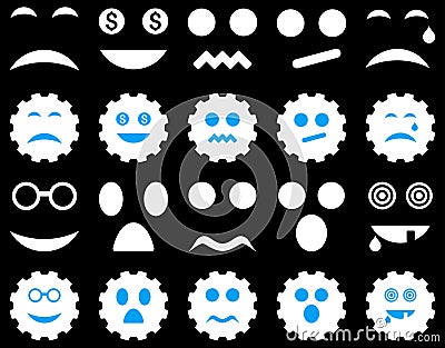 Tool, gear, smile, emotion icons Stock Photo