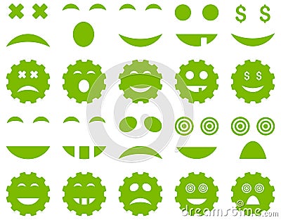 Tool, gear, smile, emotion icons Stock Photo