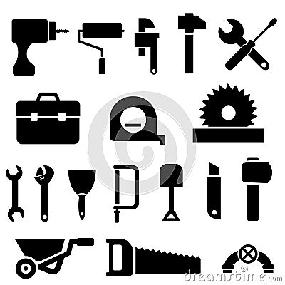 Tool icons in black Vector Illustration