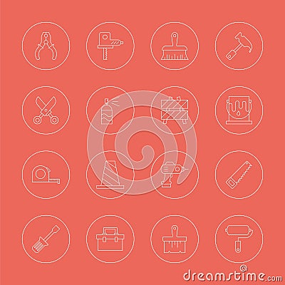 Tool line icon set Vector Illustration