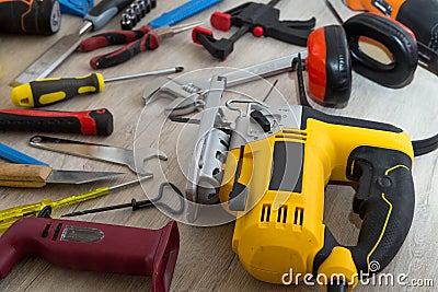 Tool renovation on lighten background Stock Photo