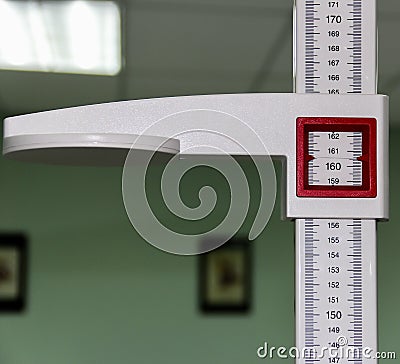 The tool used to measure the height. Stock Photo