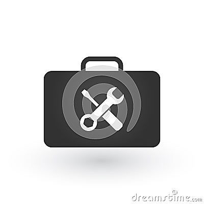 Toolbox or briefcase with tools icon, vector illustration isolated on white background. Cartoon Illustration