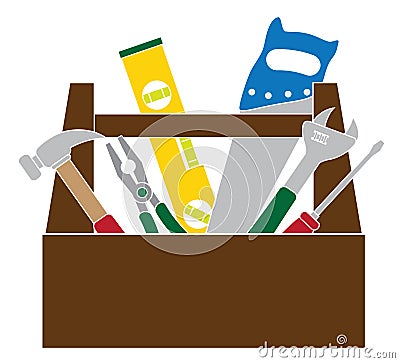 Toolbox with Construction Tools Color Vector Illustration Vector Illustration