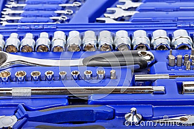 Toolbox with different types of keys Stock Photo