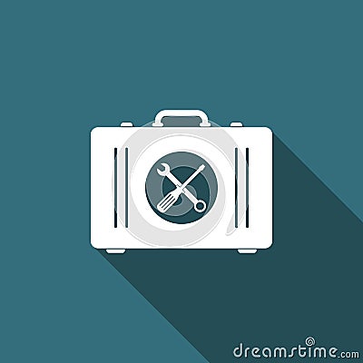 Toolbox icon isolated with long shadow. Flat design. Vector Vector Illustration