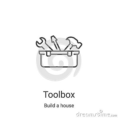 toolbox icon vector from build a house collection. Thin line toolbox outline icon vector illustration. Linear symbol for use on Vector Illustration