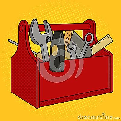 Toolbox red color pop art style vector Vector Illustration