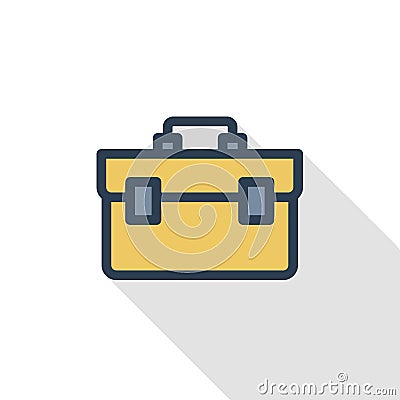 Toolbox thin line flat color icon. Linear vector symbol. Colorful long shadow design. Vector Illustration