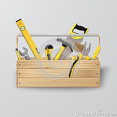 Toolbox. Vector construction tools. Home repair Cartoon Illustration