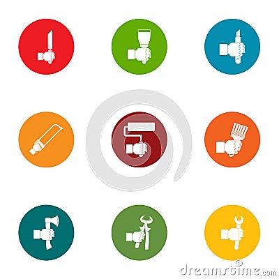 Tooling icons set, flat style Vector Illustration