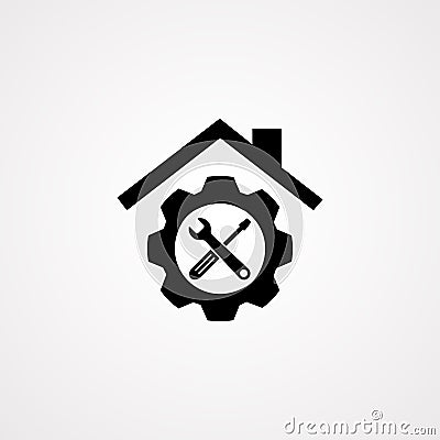 Toolkit. Toolbox. Wrench and screwdriver icon on gray background. Work tools. Repairing, service tools. Vector illustration Vector Illustration