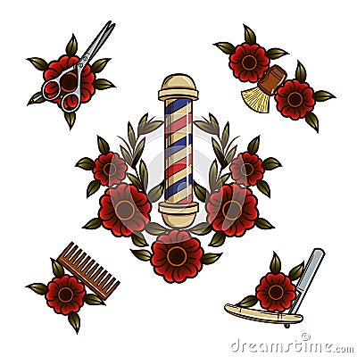 Tools for barbershop. Cartoon Illustration