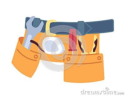 Tools belt on waist 2D cartoon object Vector Illustration