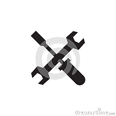 Tools - black icon on white background vector illustration for website, mobile application, presentation, infographic. Wrench Vector Illustration