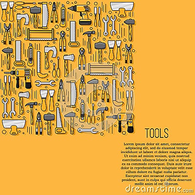Tools card concept. repairing illustration in flat style for design and web. Vector Illustration