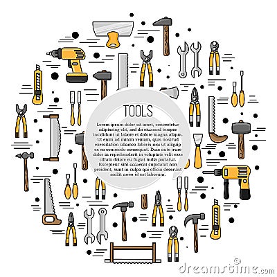 Tools card concept. repairing illustration in flat style for design and web. Vector Illustration