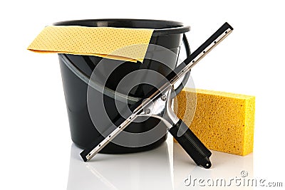 Tools for cleaning windows Stock Photo