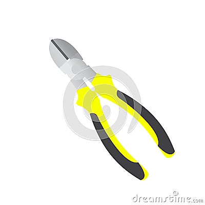 Cut wire cutters. Pliers repair tool. Electrician instruments. Vector Illustration