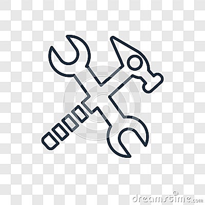 Tools concept vector linear icon isolated on transparent background, Tools concept transparency logo in outline style Vector Illustration
