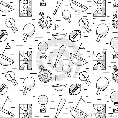 Tools of different sports games background Vector Illustration
