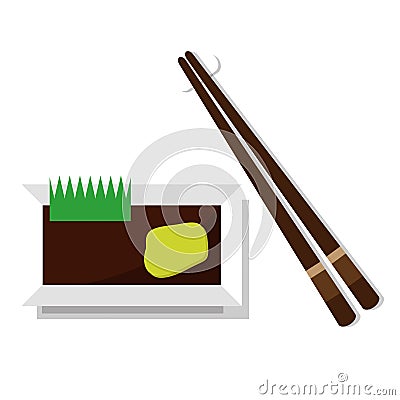 Tools for eating Japanese sushi, chopsticks and saucer Vector Illustration