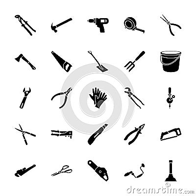 Tools Vector Icon Set Stock Photo