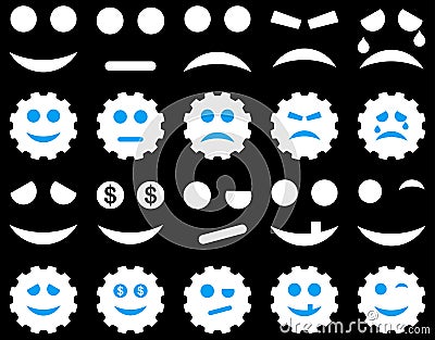 Tools, gears, smiles, emoticons icons Stock Photo