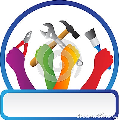 Tools with hands Vector Illustration