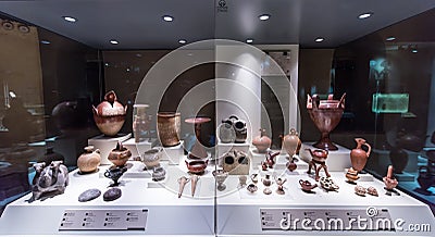 Tools and home decorations in Museum of Anatolian Civilizations Editorial Stock Photo