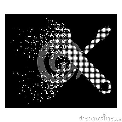White Dispersed Pixel Halftone Tools Icon Vector Illustration