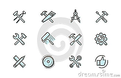 Tools icon set. Industry, building, repair symbol. Vector Vector Illustration