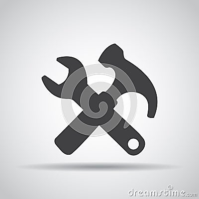 Tools icon with shadow on a gray background. Vector illustration Vector Illustration