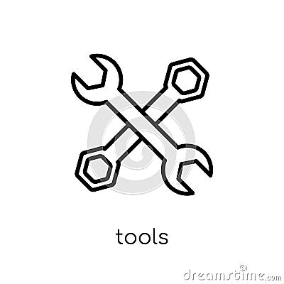 Tools icon. Trendy modern flat linear vector Tools icon on white Vector Illustration