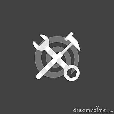 Tools icon vector isolated on black. Vector Illustration