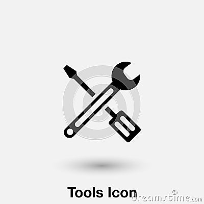 Tools icon vector, solid illustration, pictogram isolated on gray. Vector Illustration