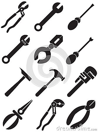 Tools Icons - black and white Vector Illustration