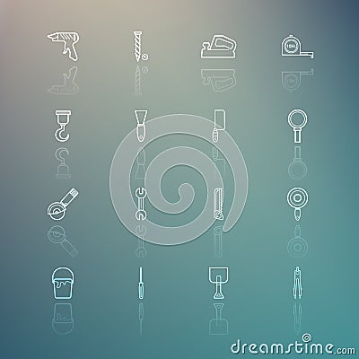 Tools icons on Retina background Vector Illustration