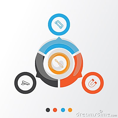 Tools Icons Set. Collection Of Cop Cap, Attraction, Turn And Other Elements. Also Includes Symbols Such As Vector Illustration