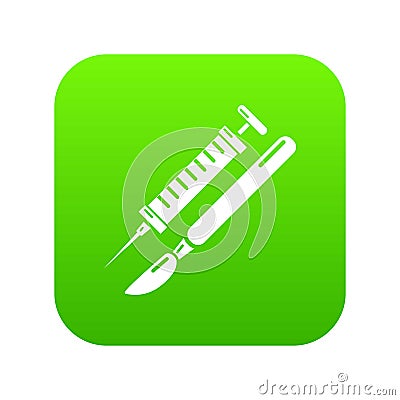 Tools injection icon green Stock Photo