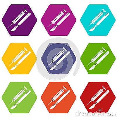 Tools injection icons set 9 vector Vector Illustration