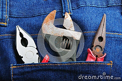 Tools in Jeans Back Pocket 4 Stock Photo