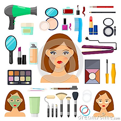 Tools for makeup and beaty Vector Illustration