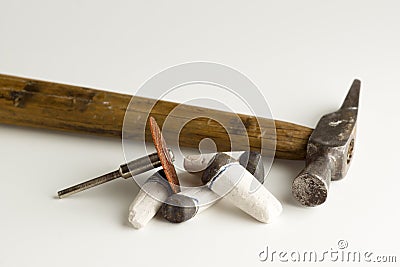 Tools for manufacturing stamped dental crowns Stock Photo