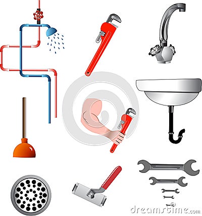 Tools and plumbing equipment Stock Photo