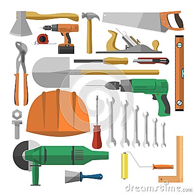 Tools for repairing vector colorful poster on white Vector Illustration