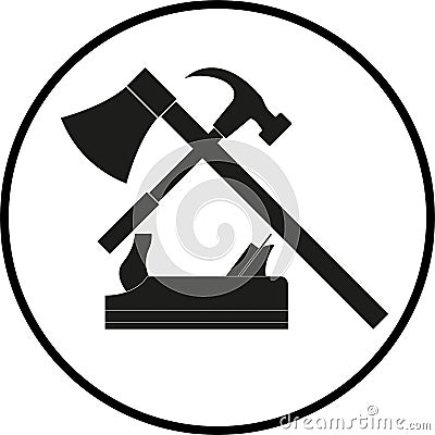 Tools and roof, carpenter logo, carpenter tools, carpenter logo, roofer logo Stock Photo