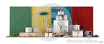 Tools for select color swatch to paint walls Stock Photo