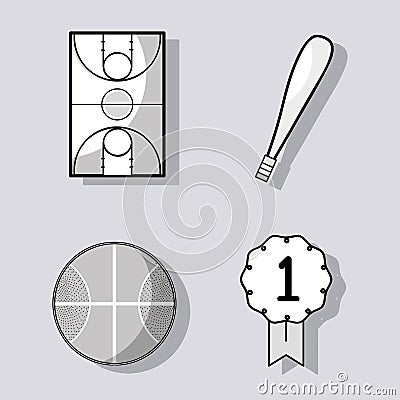 Tools set of different sports games Vector Illustration