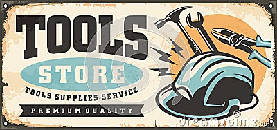 Tools shop vintage inscription sign Vector Illustration